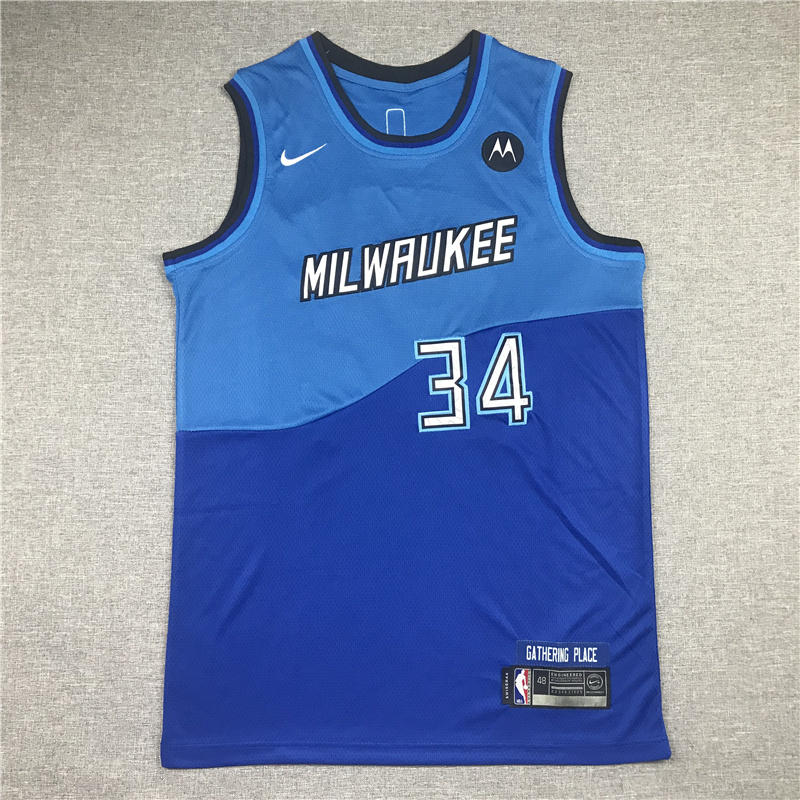 Men Milwaukee Bucks #34 Giannis Antetokounmpo Blue Nike 2025 NBA Jersey